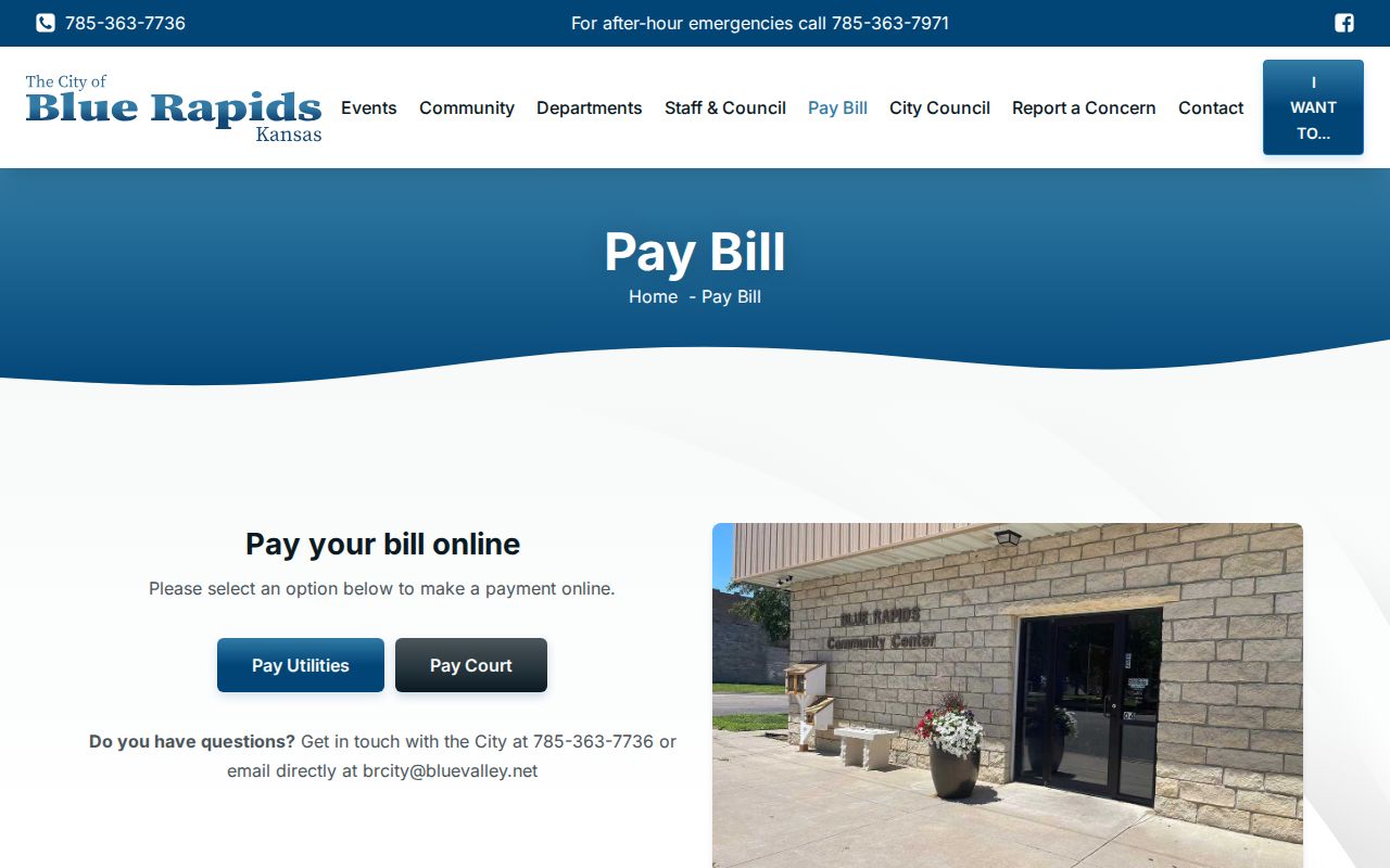 Blue Rapids official city court payment route