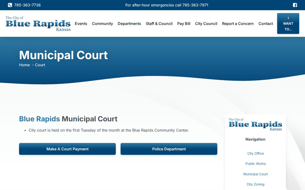 Blue Rapids municipal court page court chapter