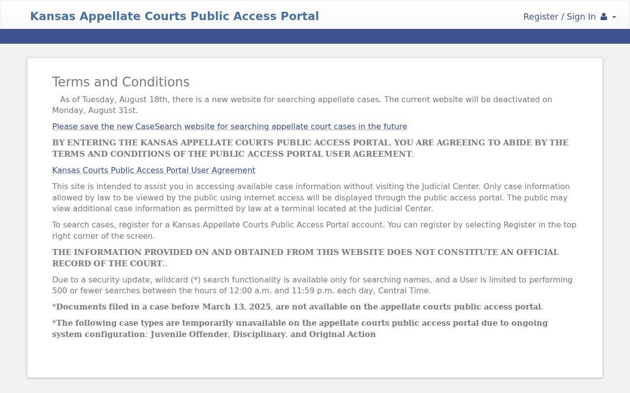 Marshall County docket search Kansas appellate portal