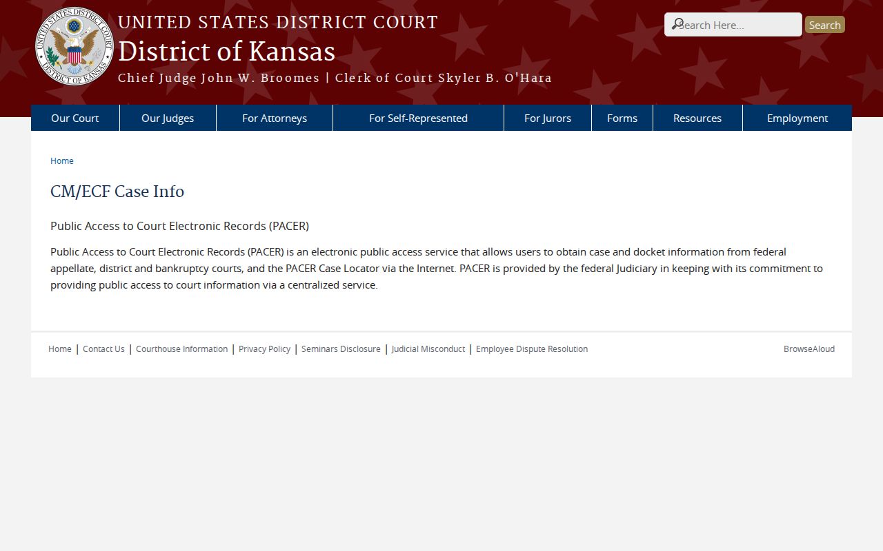 Marshall County docket search federal PACER information