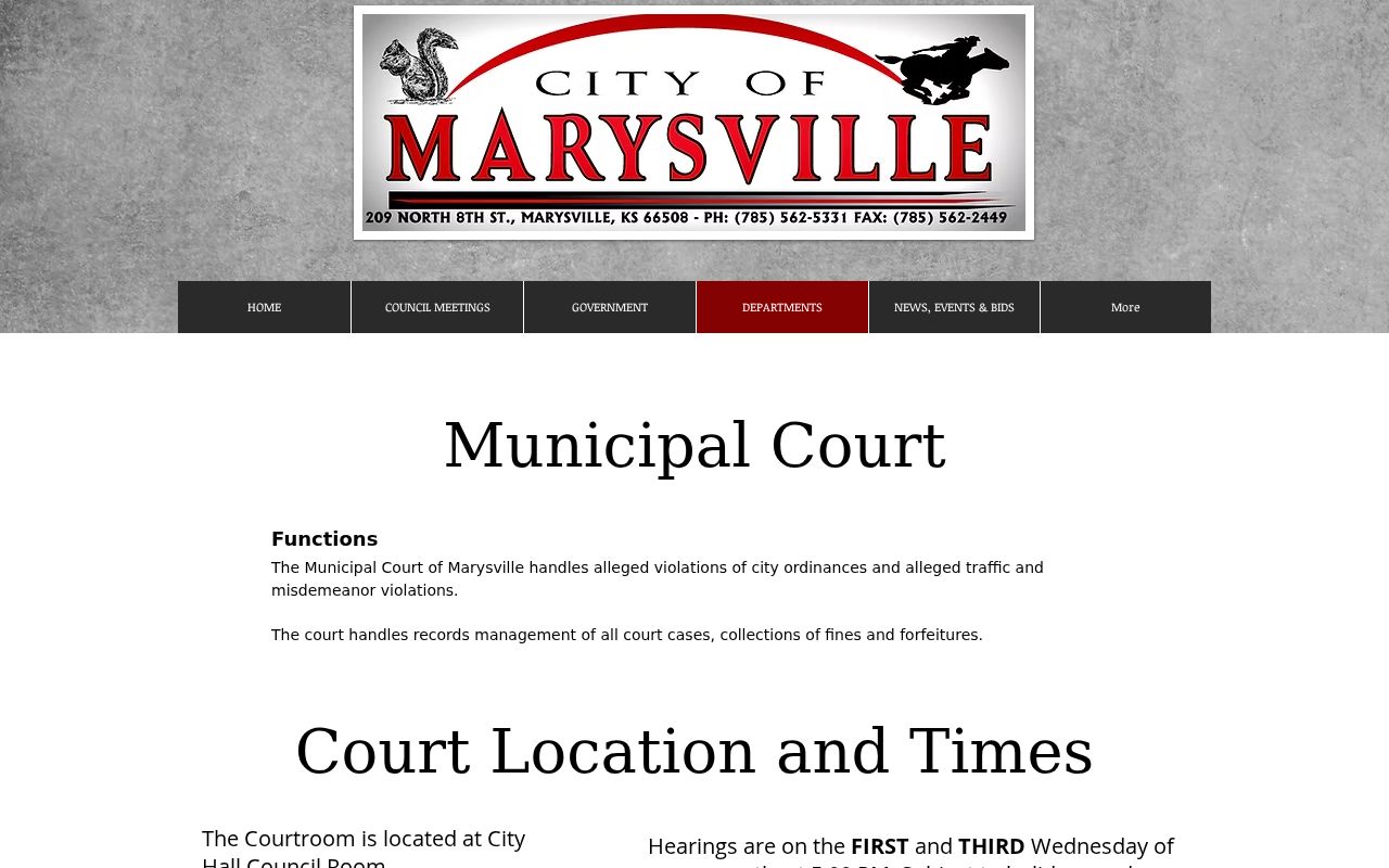 Marysville official court fee payment page
