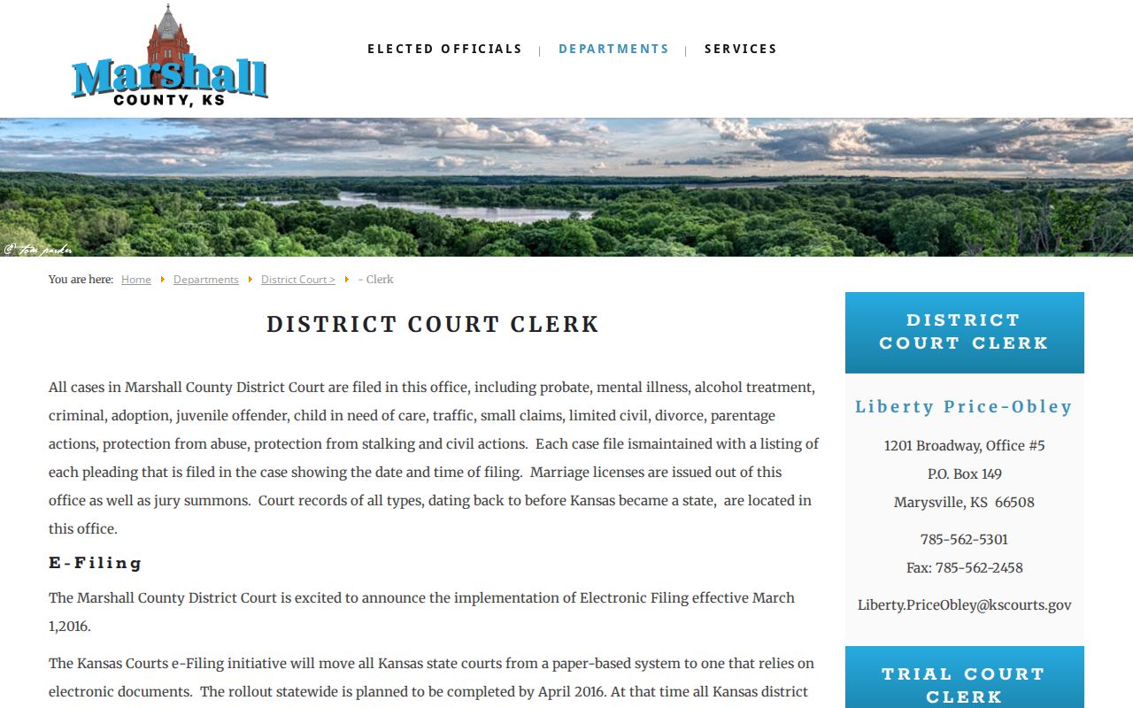 Marshall County court docket clerk counter